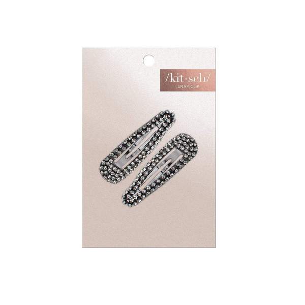 Mini Rhinestone Snap Clips | Hematite