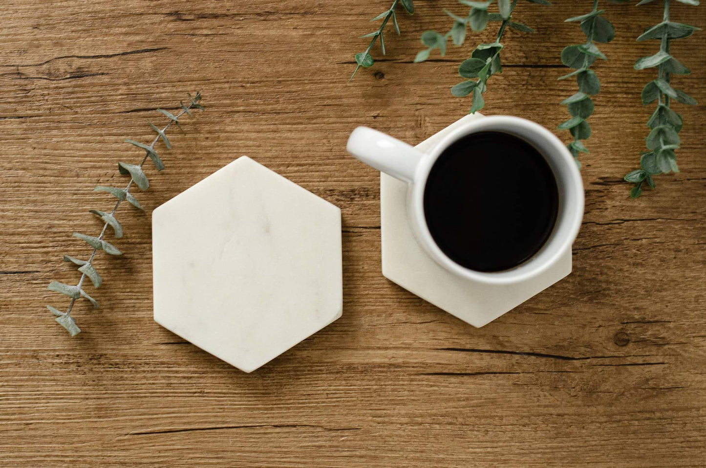 Marble Hexagon Coaster Set